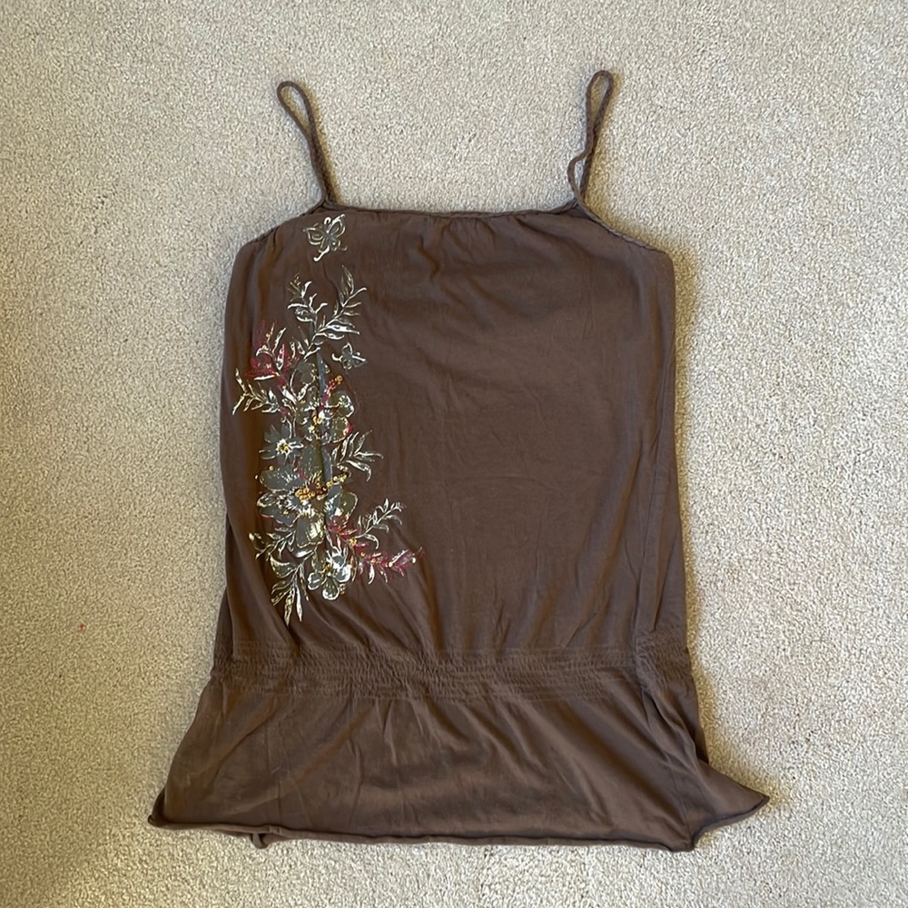 Roxy brown embellished tank medium - Picture 1 of 11